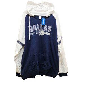 Dallas Football Mens Hoodie Size 3XL Fansmaker Blue White Pullover Kangaroo